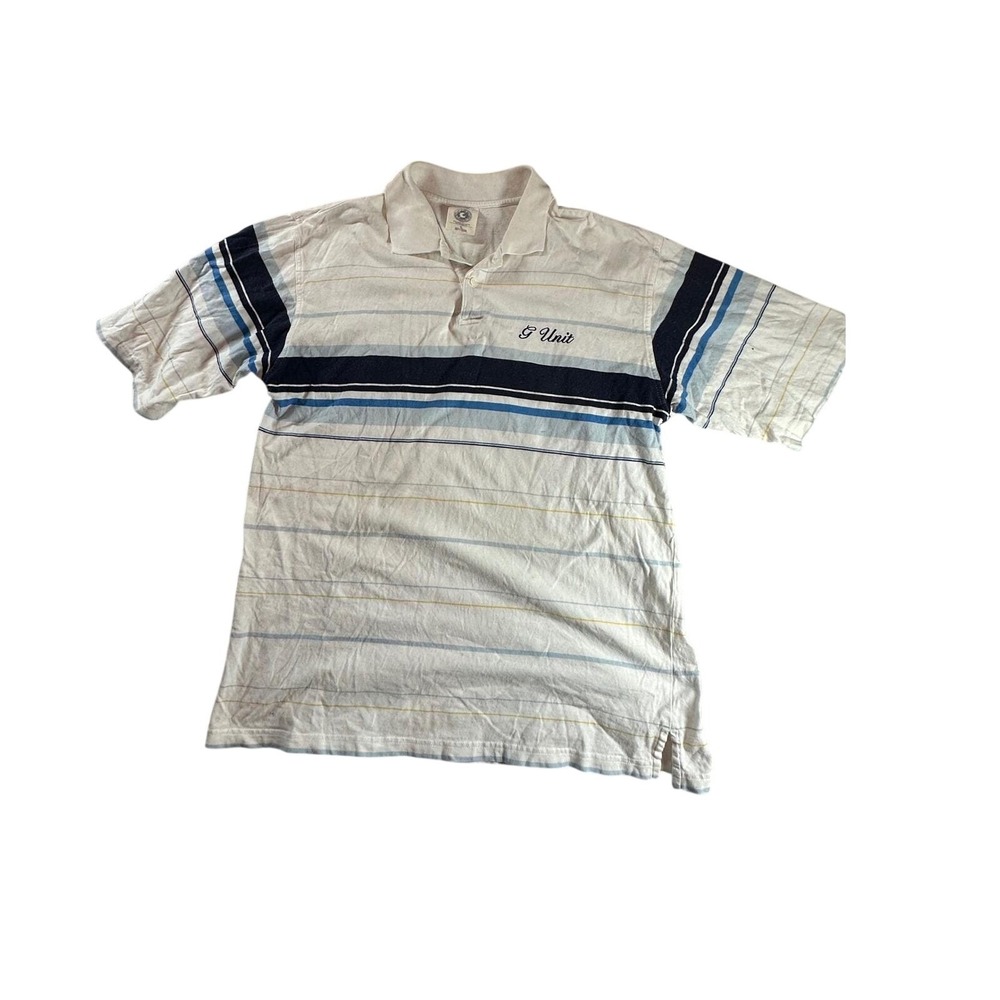G Unit Mens Striped‎ Short Sleeve Polo Shirt Heavyweight Cotton